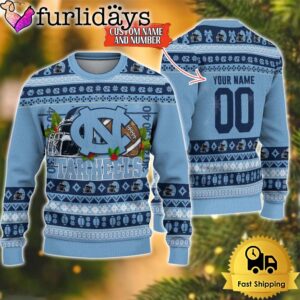 NCAA North Carolina Tar Heels Logo Football Ugly Christmas Sweater