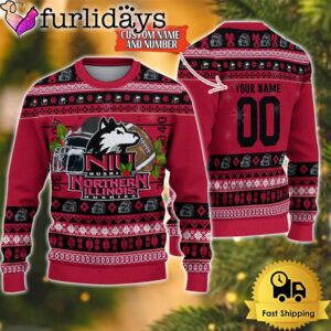 NCAA Northern Illinois Huskies Logo Football Ugly Christmas Sweater