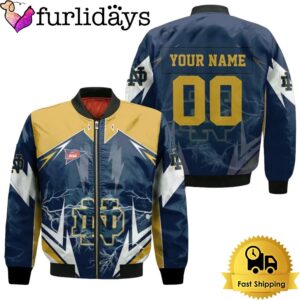 NCAA Notre Dame Fighting Irish Lightning Personalized Bomber Jacket