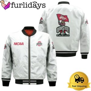 NCAA Ohio State Buckeyes Classic White With Mascot Logo Bomber Jacket