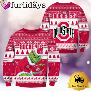 NCAA Ohio State Buckeyes Grinch Custom Name Ugly Christmas Sweater