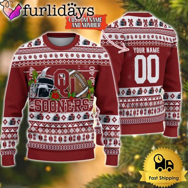 NCAA Oklahoma Sooners Logo Football Ugly Christmas Sweater