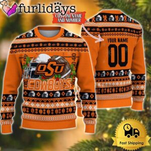 NCAA Oklahoma State Cowboys Logo Football Ugly Christmas Sweater