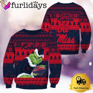 NCAA Ole Miss Rebels Grinch Custom Name Ugly Christmas Sweater