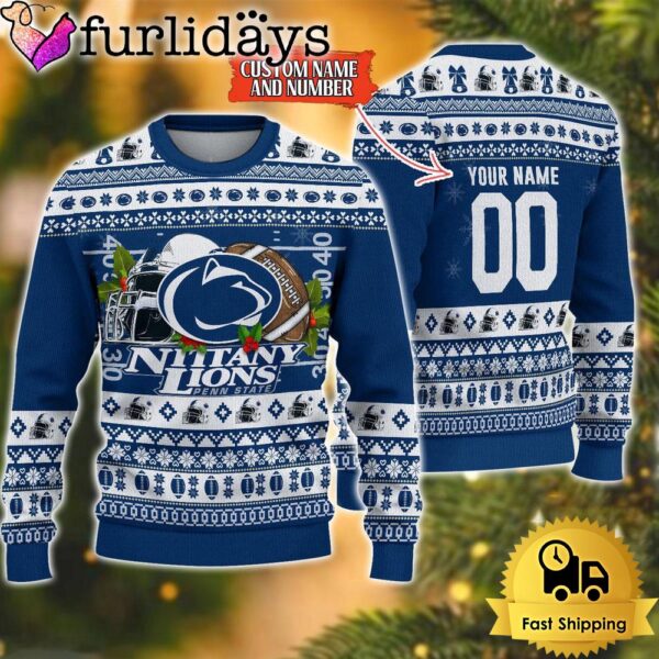 NCAA Penn State Nittany Lions Logo Football Ugly Christmas Sweater