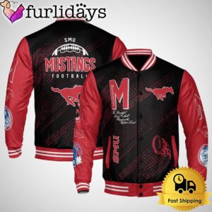 NCAA SMU Mustangs Football Baseball Jacket