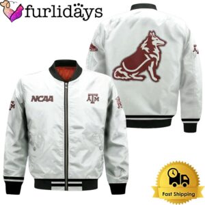 NCAA Texas Am Aggies Classic White With Mascot Logo Bomber Jacket