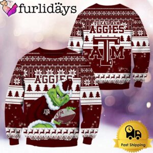 NCAA Texas A_M Aggies Grinch Custom Name Ugly Christmas Sweater