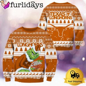 NCAA Texas Longhorns Grinch Custom Name Ugly Christmas Sweater