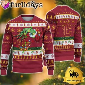 NCAA USC Trojans Merry Christmas Grinch Hand Ugly Christmas Sweater