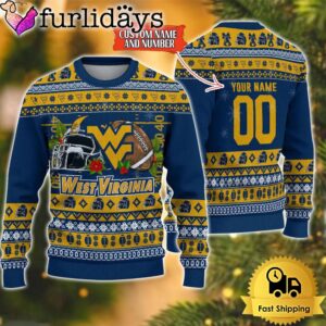 NCAA West Virginia Mountaineers Logo Football Ugly Christmas Sweater