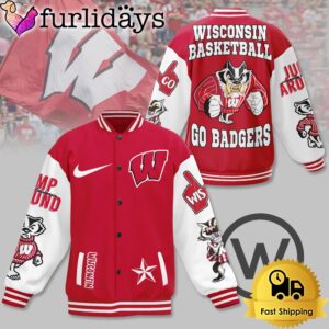 NCAA Wisconsin Badgers Basketball Go Badgers Baseball Jacket