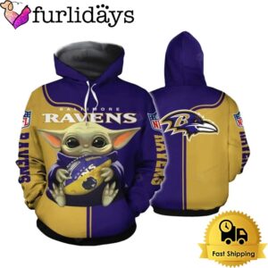 NFL Baltimore Ravens Baby Yoda 3D Hoodie