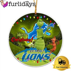 NFL Detroit Lions Funny Grinch Merry Christmas Ornaments