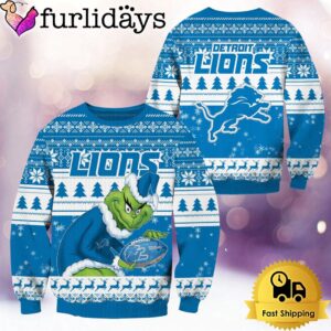 NFL Detroit Lions Grinch Custom Name Ugly Christmas Sweater