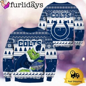 NFL Indianapolis Colts Grinch Custom Name Ugly Christmas Sweater