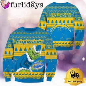 NFL Los Angeles Chargers Grinch Custom Name Ugly Christmas Sweater