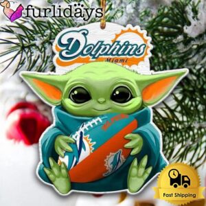 NFL Miami Dolphins Baby Yoda Christmas Tree Ornament