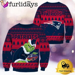 NFL New England Patriots Grinch Custom Name Ugly Christmas Sweater