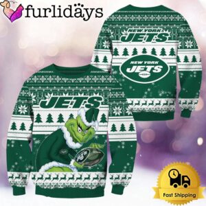 NFL New York Jets Grinch Custom Name Ugly Christmas Sweater