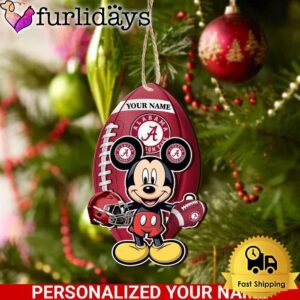 Personalized Name NCAA Alabama Crimson Tide Football Mickey Mouse Ornament