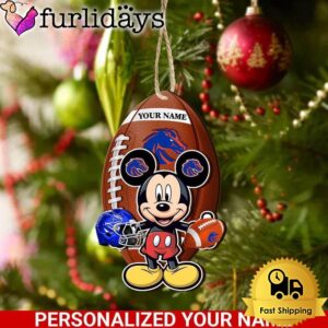 Personalized Name NCAA Boise State Broncos Football Mickey Mouse Ornament