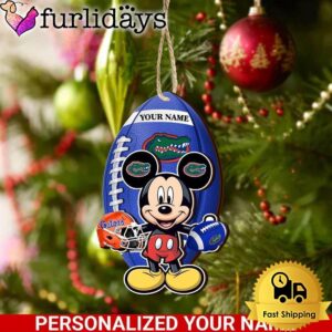 Personalized Name NCAA Florida Gators Football Mickey Mouse Ornament