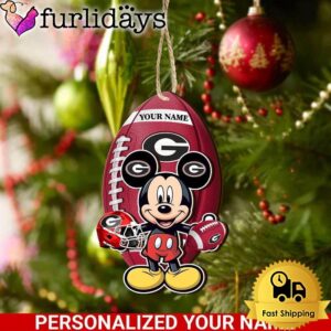 Personalized Name NCAA Georgia Bulldogs Football Mickey Mouse Ornament