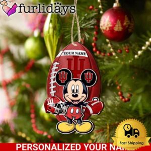 Personalized Name NCAA Indiana Hoosiers Football Mickey Mouse Ornament