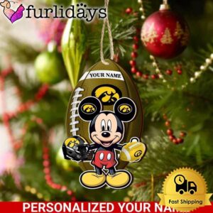 Personalized Name NCAA Iowa Hawkeyes Football Mickey Mouse Ornament