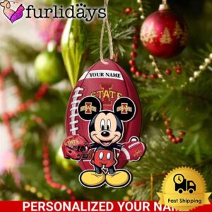 Personalized Name NCAA Iowa State Cyclones Football Mickey Mouse Ornament