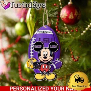 Personalized Name NCAA LSU TIGERS Football Mickey Mouse Ornament