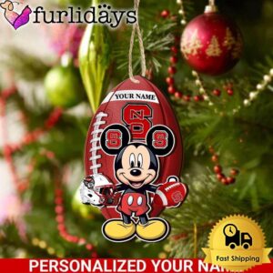 Personalized Name NCAA NC State Wolfpack Football Mickey Mouse Ornament