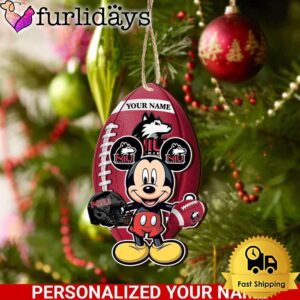 Personalized Name NCAA Northern Illinois Huskies Football Mickey Mouse Ornament