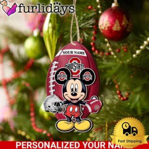 Personalized Name NCAA Ohio State Buckeyes Football Mickey Mouse Ornament