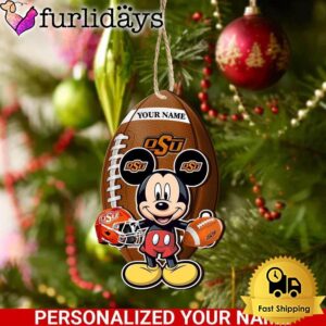 Personalized Name NCAA Oklahoma State Cowboys Football Mickey Mouse Ornament