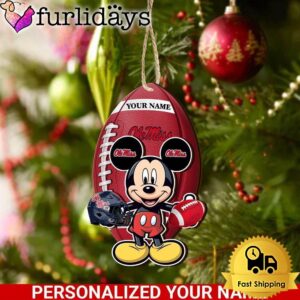 Personalized Name NCAA Ole Miss Rebels Football Mickey Mouse Ornament