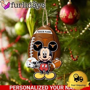 Personalized Name NCAA Texas Longhorns Football Mickey Mouse Ornament