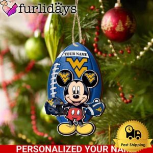 Personalized Name NCAA West Virginia Mountaineers Football Mickey Mouse Ornament