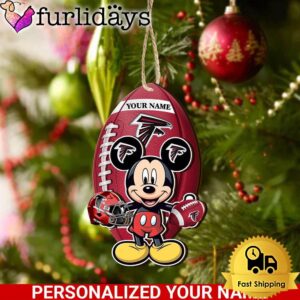 Personalized Name NFL Atlanta Falcons Football Mickey Mouse Ornament