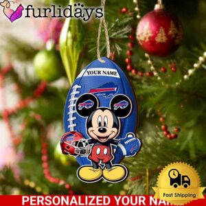 Personalized Name NFL Buffalo Bills Football Mickey Mouse Ornament