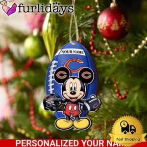 Personalized Name NFL Chicago Bears Football Mickey Mouse Ornament