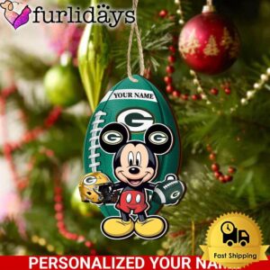 Personalized Name NFL Green Bay Packers Football Mickey Mouse Ornament