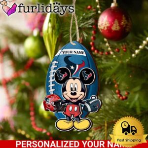 Personalized Name NFL Houston Texans Football Mickey Mouse Ornament