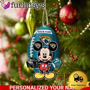 Personalized Name NFL Jacksonville Jaguars Football Mickey Mouse Ornament