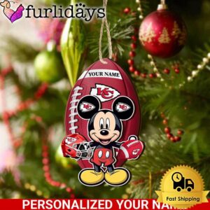 Personalized Name NFL Kansas City Chiefs Football Mickey Mouse Ornament