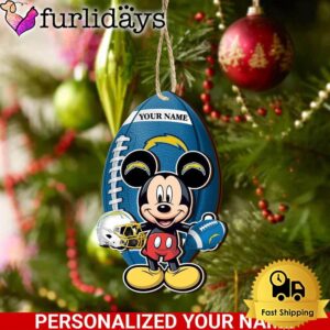 Personalized Name NFL Los Angeles Chargers Football Mickey Mouse Ornament