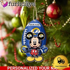 Personalized Name NFL Los Angeles Rams Football Mickey Mouse Ornament