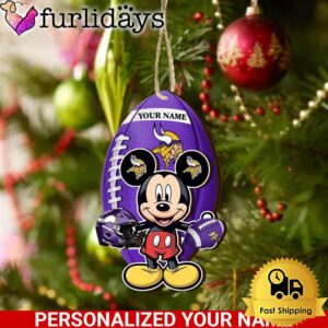 Personalized Name NFL Minnesota Vikings Football Mickey Mouse Ornament