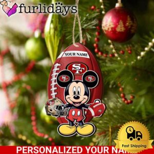 Personalized Name NFL San Francisco 49ers Football Mickey Mouse Ornament